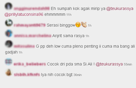 Komentar netizen mengenai foto Prilly dan Rassya © Instagram/Teuku Rassya