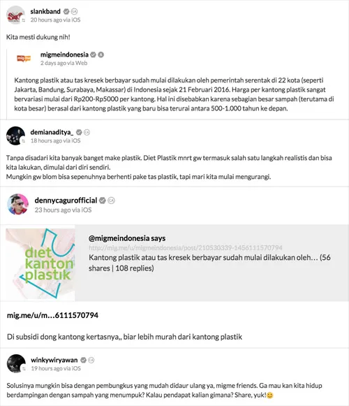 Sebagai masyarakat dan konsumen, sejumlah selebriti dukung gerakan diet kantong plastik dari Pemerintah © MigMe