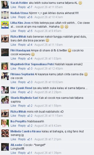 Komentar dari fans Al dan Nabilah/Facebook©