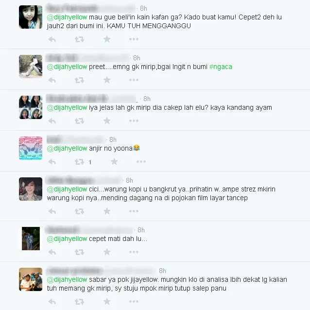 Amarah Sone menanggapi postingan Dijah / © Twitter
