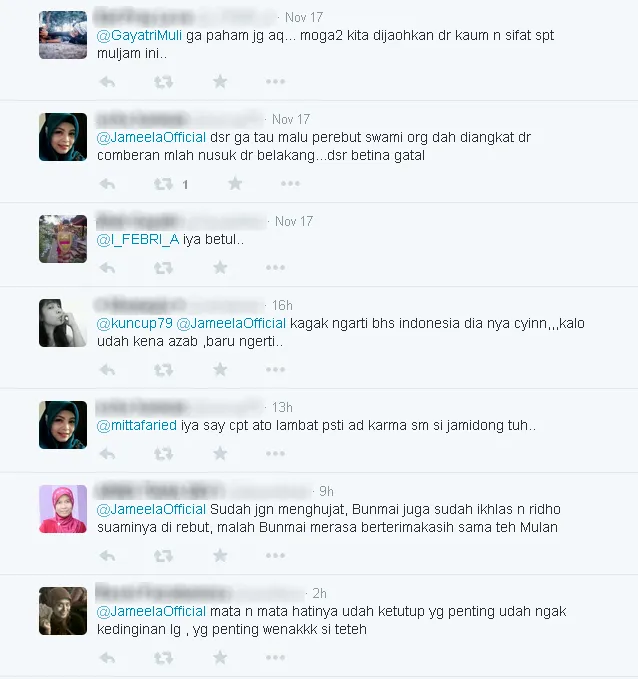 Berbagai macam komentar di unggahan foto Mulan / © Mulan Official Twitter