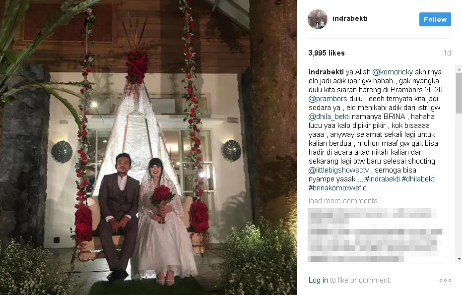 Happy wedding Komo & Brina! © instagram.com/indrabekti