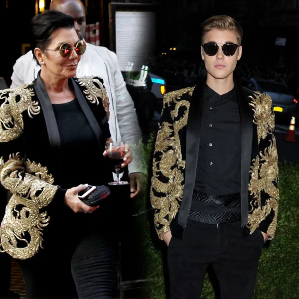 Kris Jenner pakai blazer mirip Justin Bieber © Splashnews