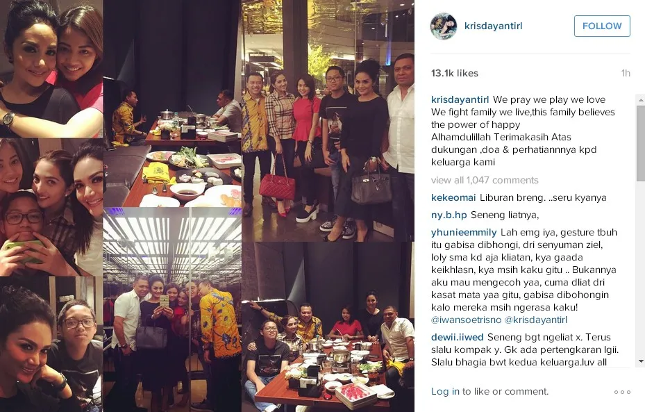 KD bahagia karena masalah keluarganya sudah selesai © instagram.com/krisdayantirl