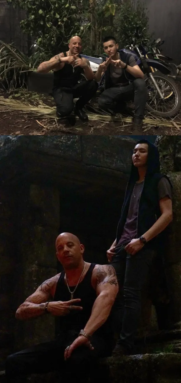 Kris dan Vin Diesel pose bareng saat syuting film XXX3. © soompi.com