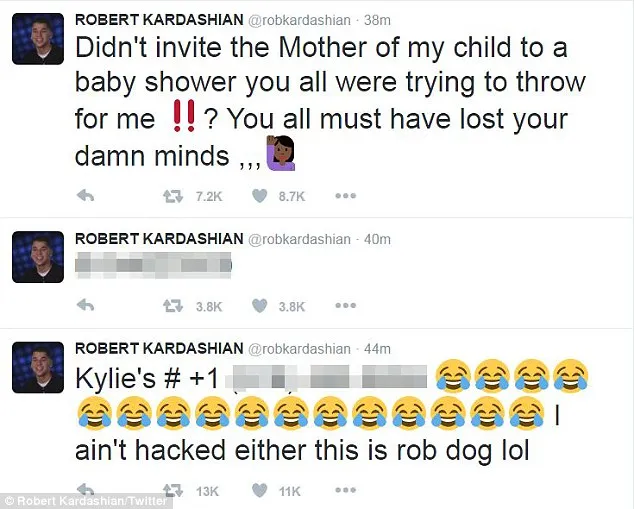 Tweet Rob soal nomor HP Kylie © twitter.com/robkardashian