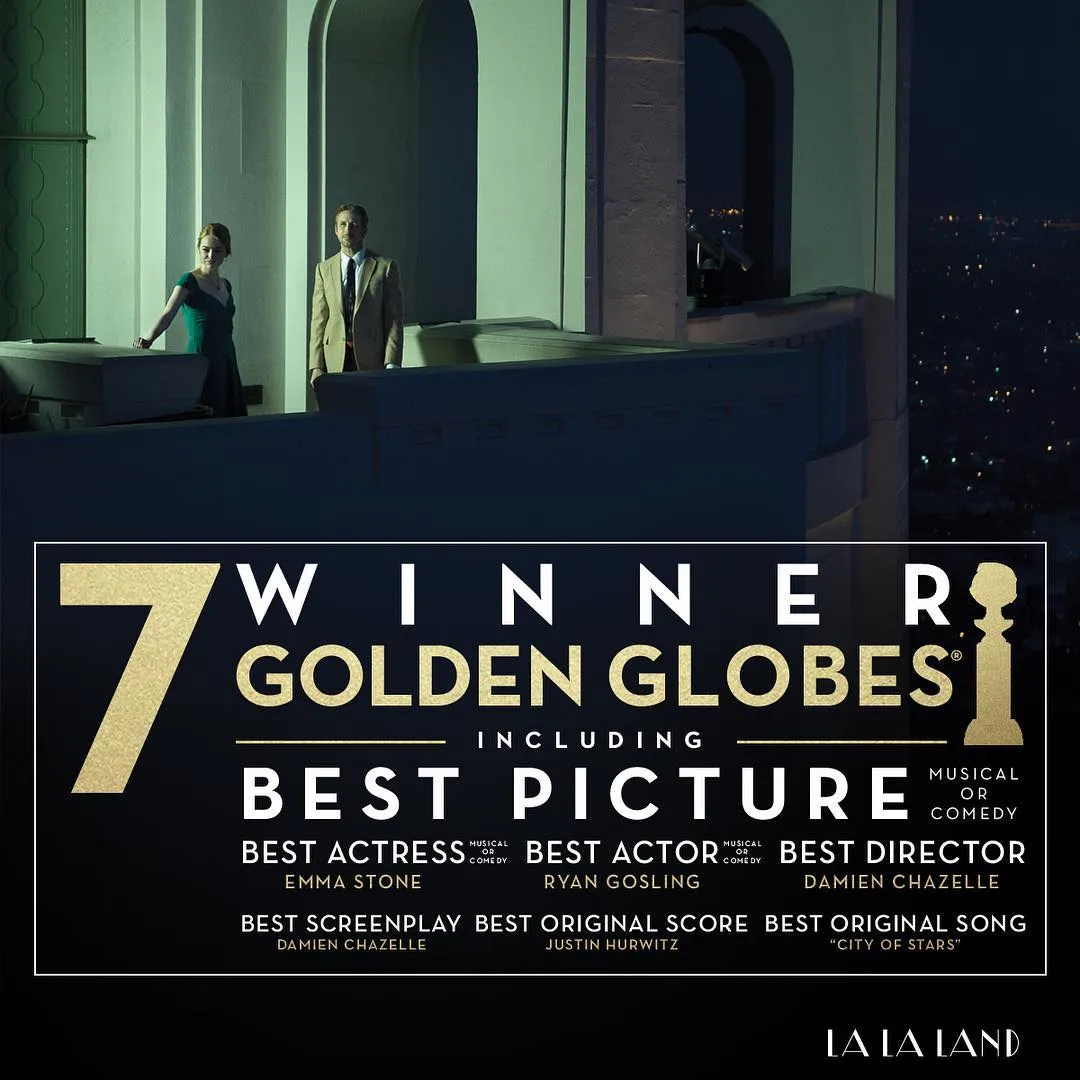 Setelah bersinar di Golden Globes 2017, kini album soundtrack 'LA LA LAND' melesat di chart Billboard 200! © instagram.com/lalaland