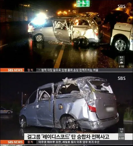 Keadaan mobil Ladies Code pasca kecelakaan, Rabu (3/9). ©SBS
