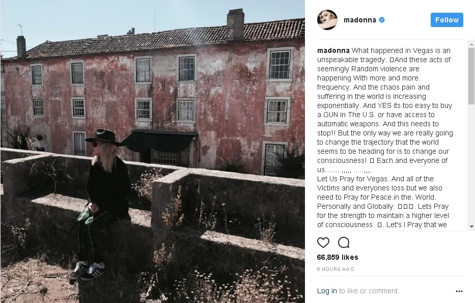 Madonna turut berbelasungkawa © instagram.com/madonna