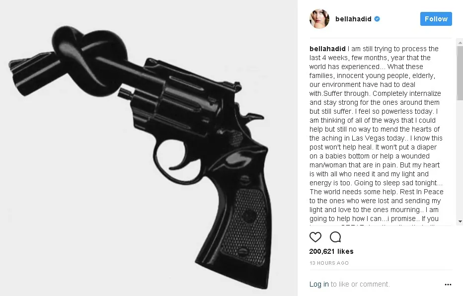 Bella tunjukkan supportnya untuk Las Vegas © instagram.com/bellahadid