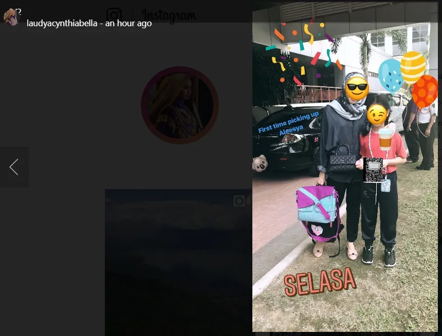 Bella menjemput Aleesya di sekolah untuk pertama kalinya ©instagram/laudyacynthiabella