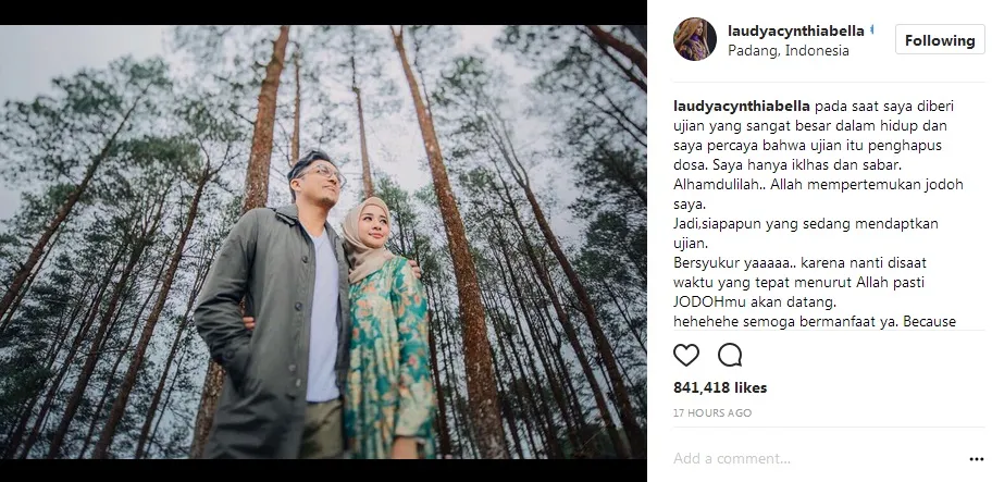 Laudya Cynthia Bella curhat soal jodoh ©instagram/laudyacynthiabella