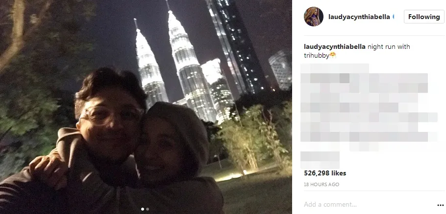 Bella dan Emran olahraga malam ©instagram/laudyacynthiabella