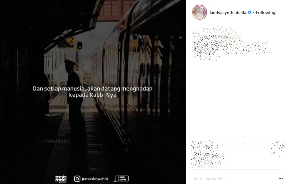 Bella unggah video tentang pengingat kematian ©instagram/laudyacynthiabella