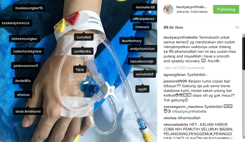 Setelah Dirawat di RS, Laudya Bella Sumringah Boleh Pulang 