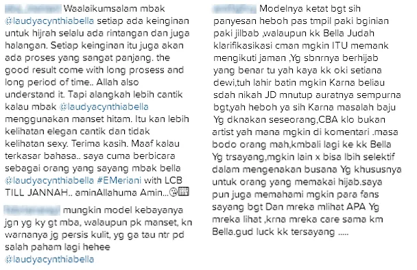 Kritikan netizen akan busana Bella © Instagram/laudyacynthiabella