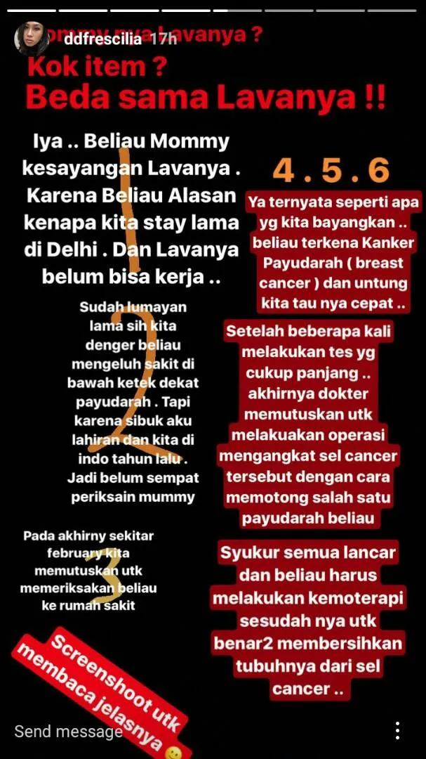 Lavanya Bhardwaj tak bekerja demi sang ibu ©instagram/ddfrescilia