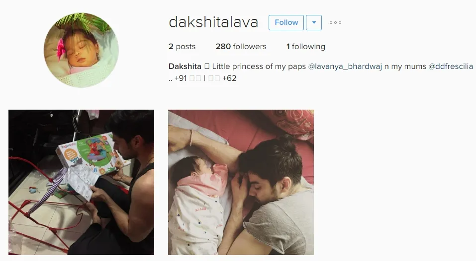 Inikah nama buah hati Lavanya? ©instagram/dakshitalava
