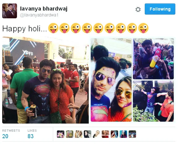 Lavanya dan istrinya merayakan Holi di hotel mewah © Twitter.com/lavanyabhardwa1