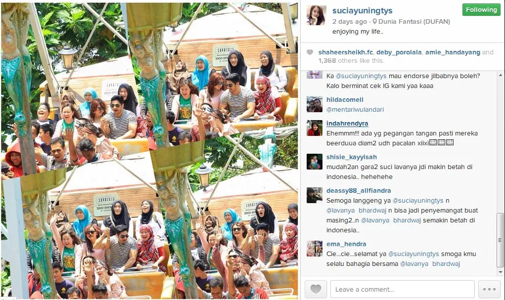 Selama permainan, Lavanya genggam tangan Suci. @Instagram/suciayuningtys