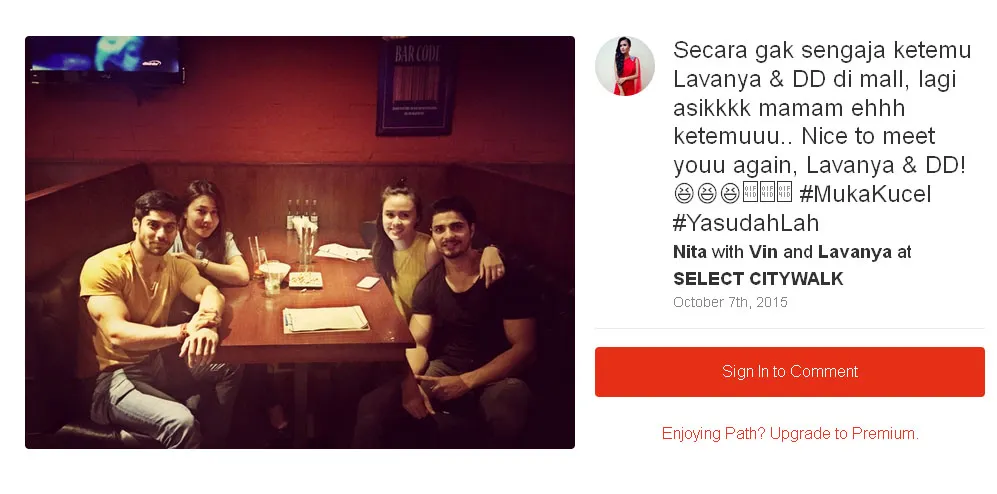 Mereka pun akhirnya double date dengan dinner bareng © Path/nitasofiani