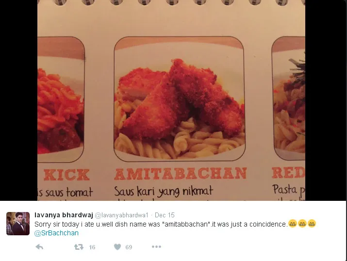 Lavanya Bhardwaj tak enak hati makan menu yang satu ini © Twitter.com/lavanyabhardwa1