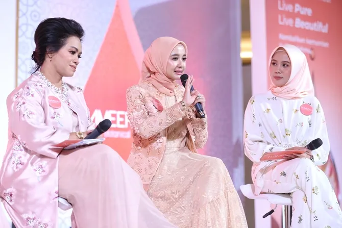 Laudya Cynthia Bella di acara lauching skin care Nameera Aquatic Botanical (Credit: KapanLagi/Adrian Putra Utama)