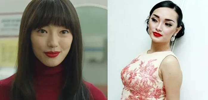Lee El dan Zaskia Gotik menggunakan Lipstik merah menyala, mirip? © istimewa