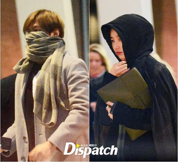 Lee Min Ho dan Suzy saat check in di Sangri-La hotel. @dispatch.co.kr