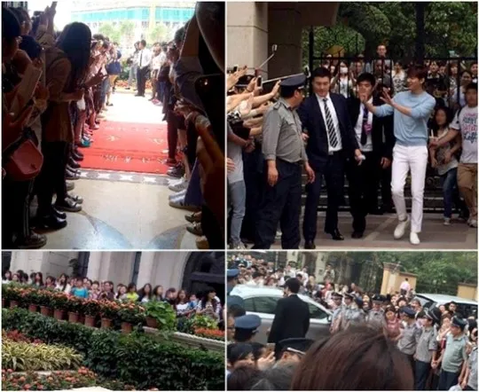Lee Min Ho yang harus pindah lokasi syuting karena fans yang membludak. ©soompi.com