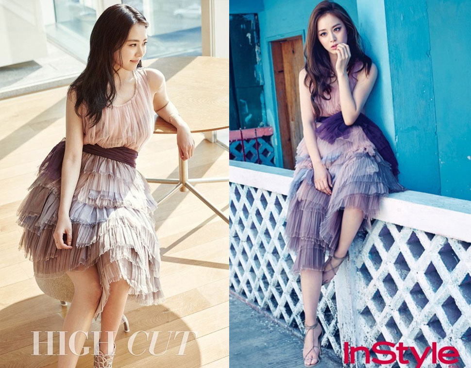 Lee Yeon Hee Vs Kim Tae Hee, siapa yang lebih cantik pakai outwear dari Burberry koleksi musim semi 2015 ini? ©allkpop.com