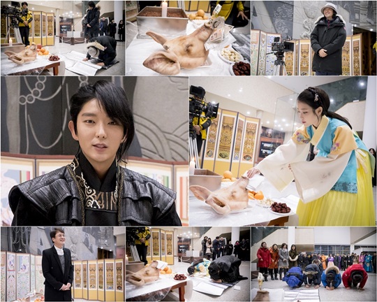 Suasana upacara ritual sebelum syuting Moon Lovers. © soompi.com