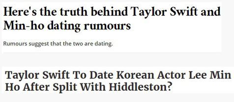 Mendadak Lee Min Ho dikabarkan pacaran dengan Taylor Swift. ©allkpop.com