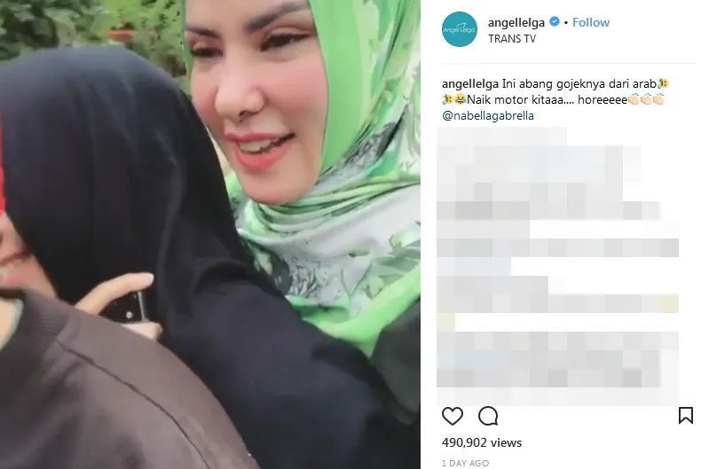 Boncengan bertiga, Angel tak pakai helm ©instagram/angellelga
