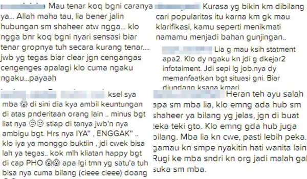 Netizen langsung panas dengan caption Lia tersebut © Instagram.com/lia_triomacan