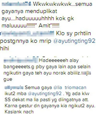 Komentar pedas netizen pada foto Lia Trio Macan © Instagram.com/lia_triomacan