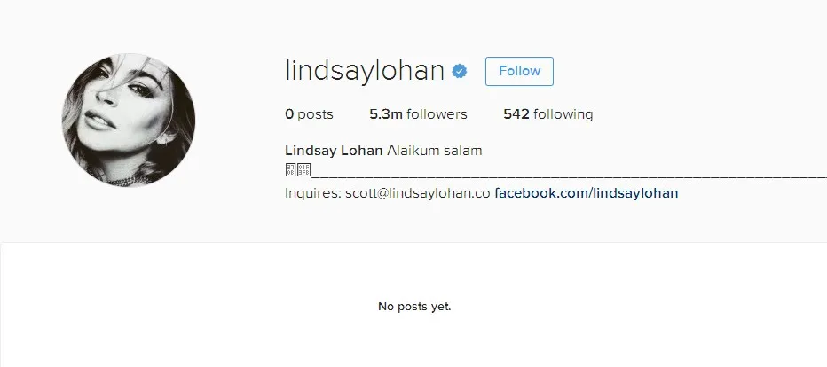 Lindsay hapus semua postingan Instagram-nya © instagram.com/lindsaylohan