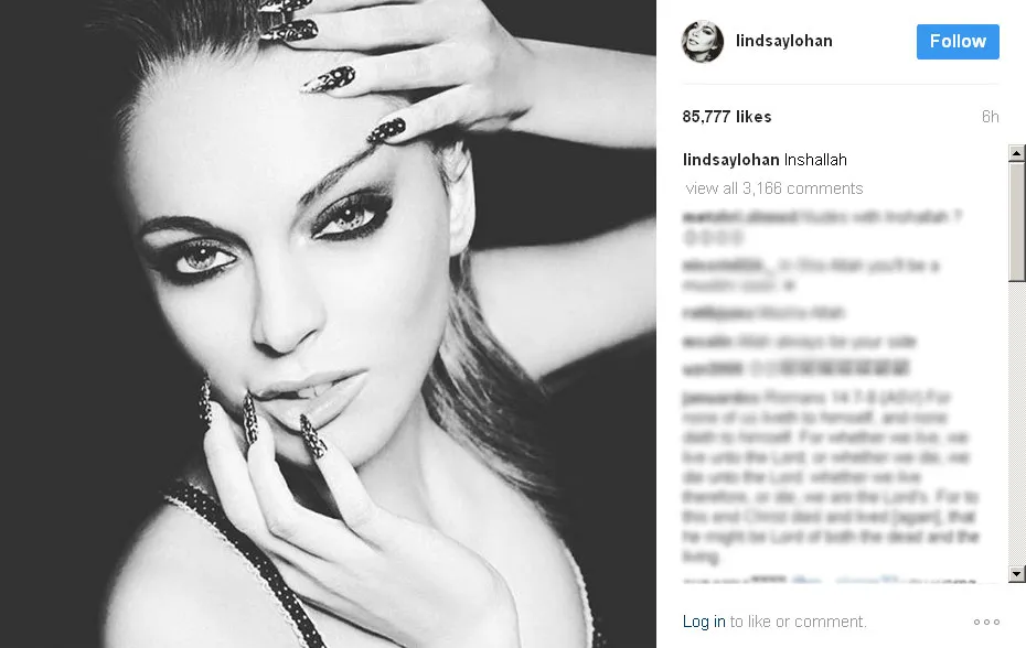 Lindsay Lohan tulis caption 'Insha Allah' © Instagram.com/Lindsaylohan