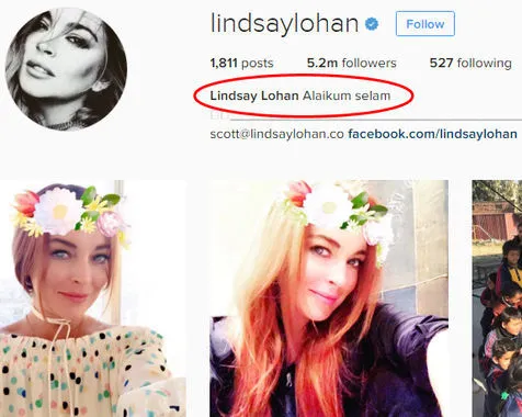 Bio Instagram Lindsay juga identik dengan umat Muslim! © instagram.com/lindsaylohan