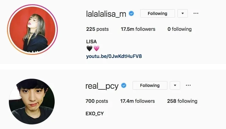 Followers Lisa dan Chanyeol © instagram.com