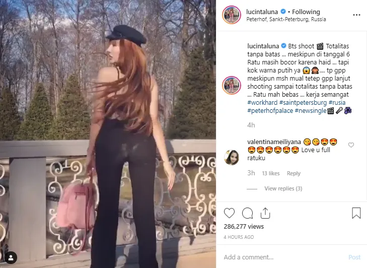 Lucinta ngaku sedang haid © instagram.com/lucintaluna