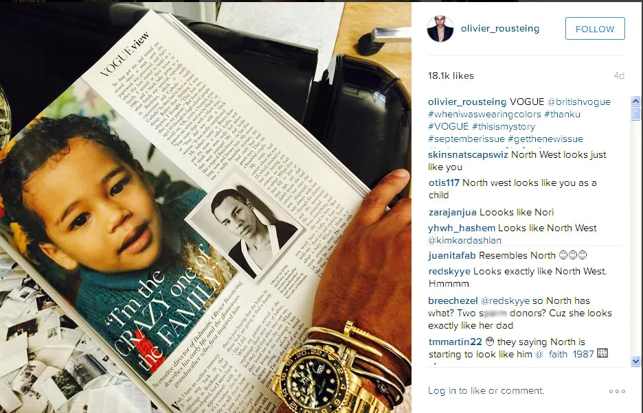 Pria yang dikabarkan sebagai ayah North West © Instagram/olivier_rousteing