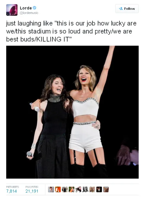 Duet lorde dan Swift sukses bikin venue dan dunia maya berguncang ©Twitter.com/lordemusic