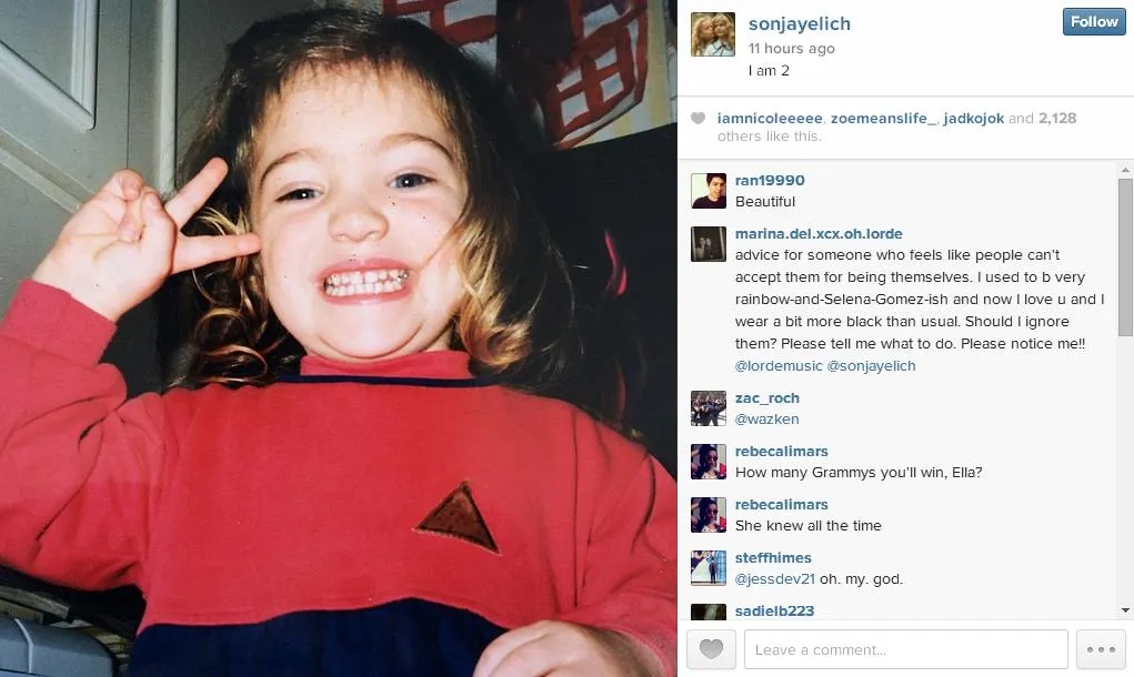 Lucunya Lorde 16 tahun yang lalu @ instagram.com/sonjayelich