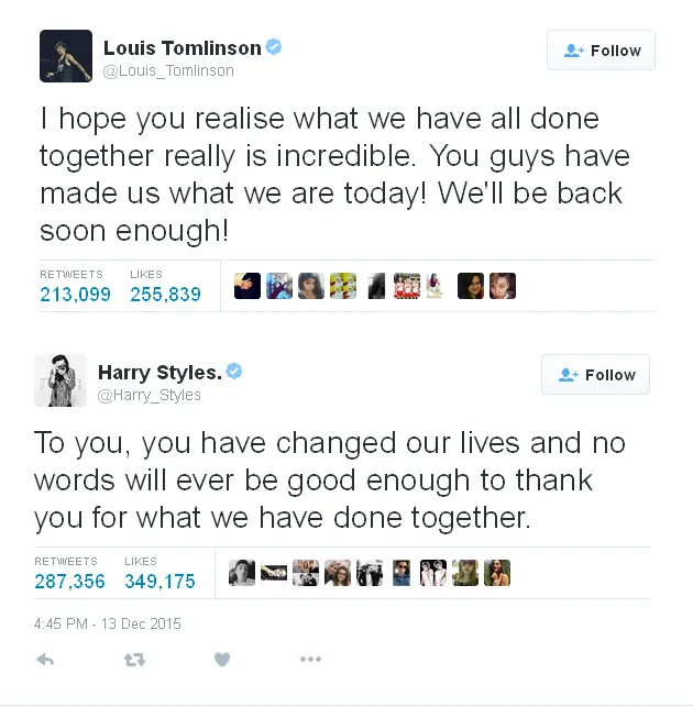 Janji Louis Tomlinson dan ucapan terima kasih Harry Styles © Twitter.com