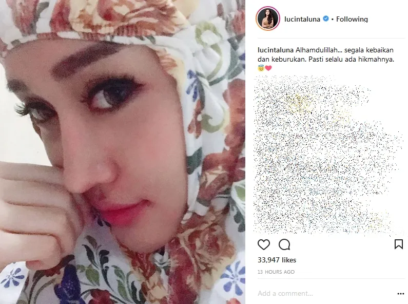 Lucinta Luna pakai mukena namun tetap pakai makeup ©instagram/lucintaluna