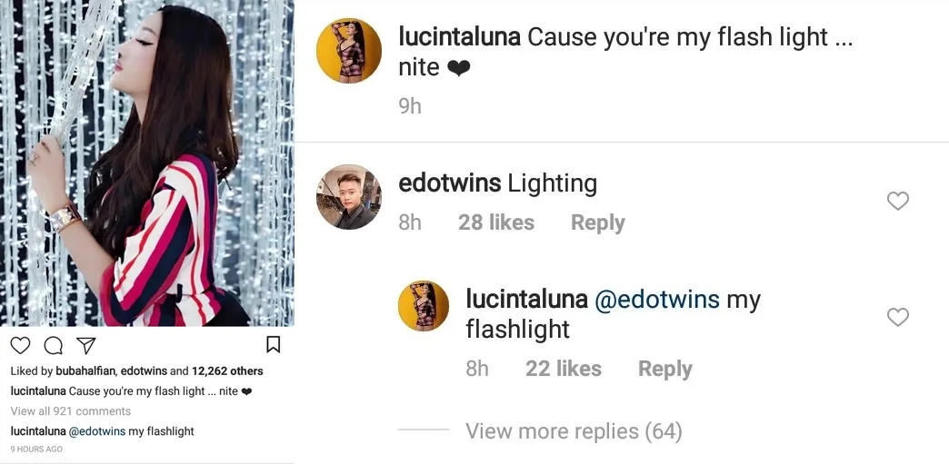 Lucinta Luna balas komentar Edo Twins di akun Instagramnya ©instagram/lucintaluna