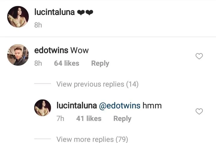 Edo Twins follow akun Lucinta Luna dan beberapa kali berkomentar ©instagram/lucintaluna