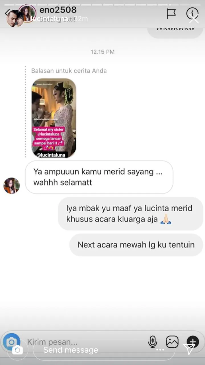 Lucinta konfirmasi pernikahan © instagram.com/lucintaluna