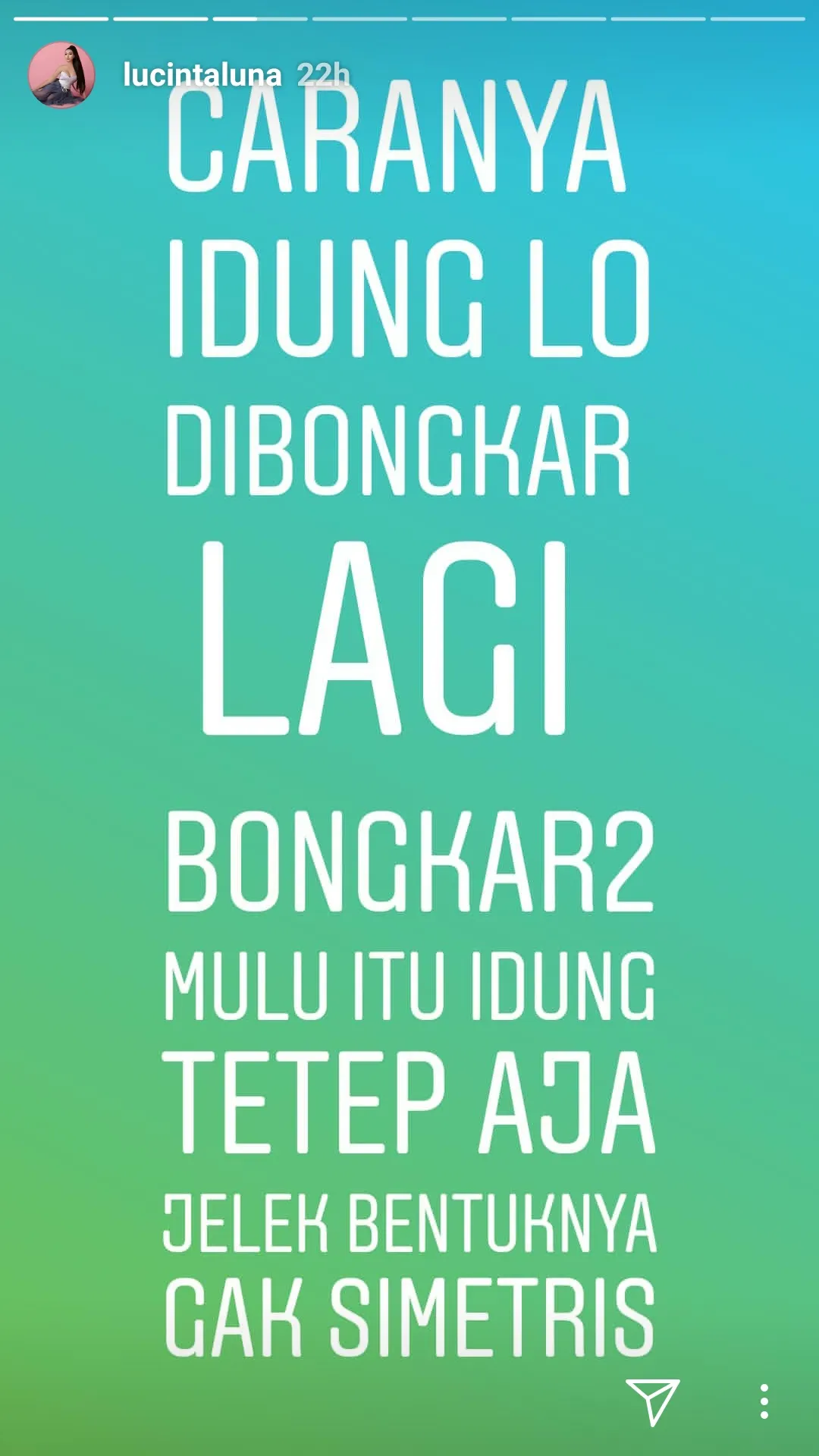 Sindiran balik Luna untuk Niki? / Credit: Instagram - Lucintaluna